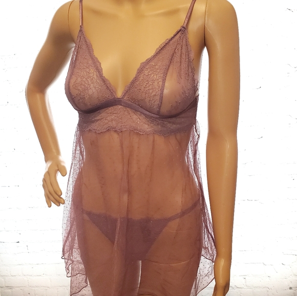 NWOT Victoria's Secret Lavender Lace Chemise Set - Picture 1 of 5